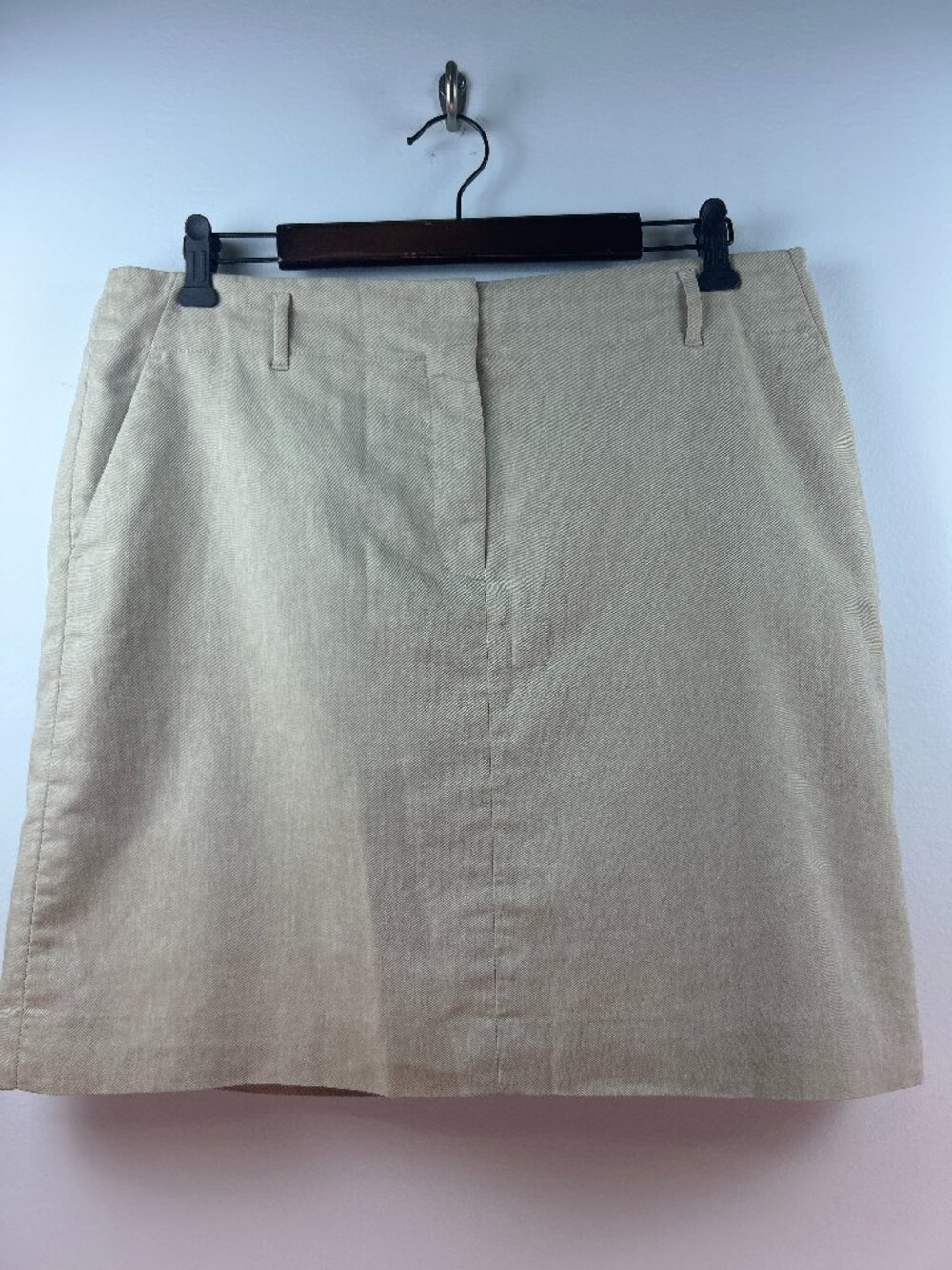 Ann Taylor Tan Pencil Skirt Size 12 Linen Blend Career